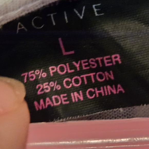 Active t shirt top blouse pink white "love" all over juniors large distressed NW - Picture 6 of 6